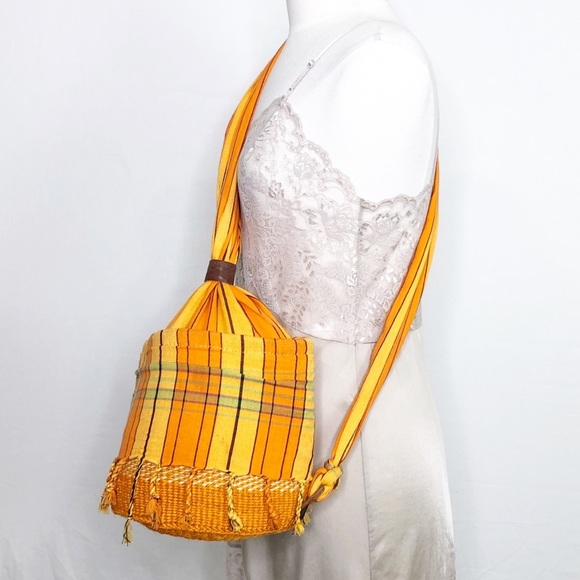 Bohemian woven/fabricshoulder sling Crossbody bag with tassels. - Picture 10 of 11